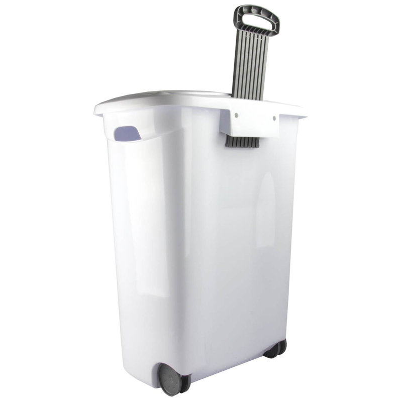 Sterilite White Laundry Hamper With LiftTop, Wheels, And Pull Handle